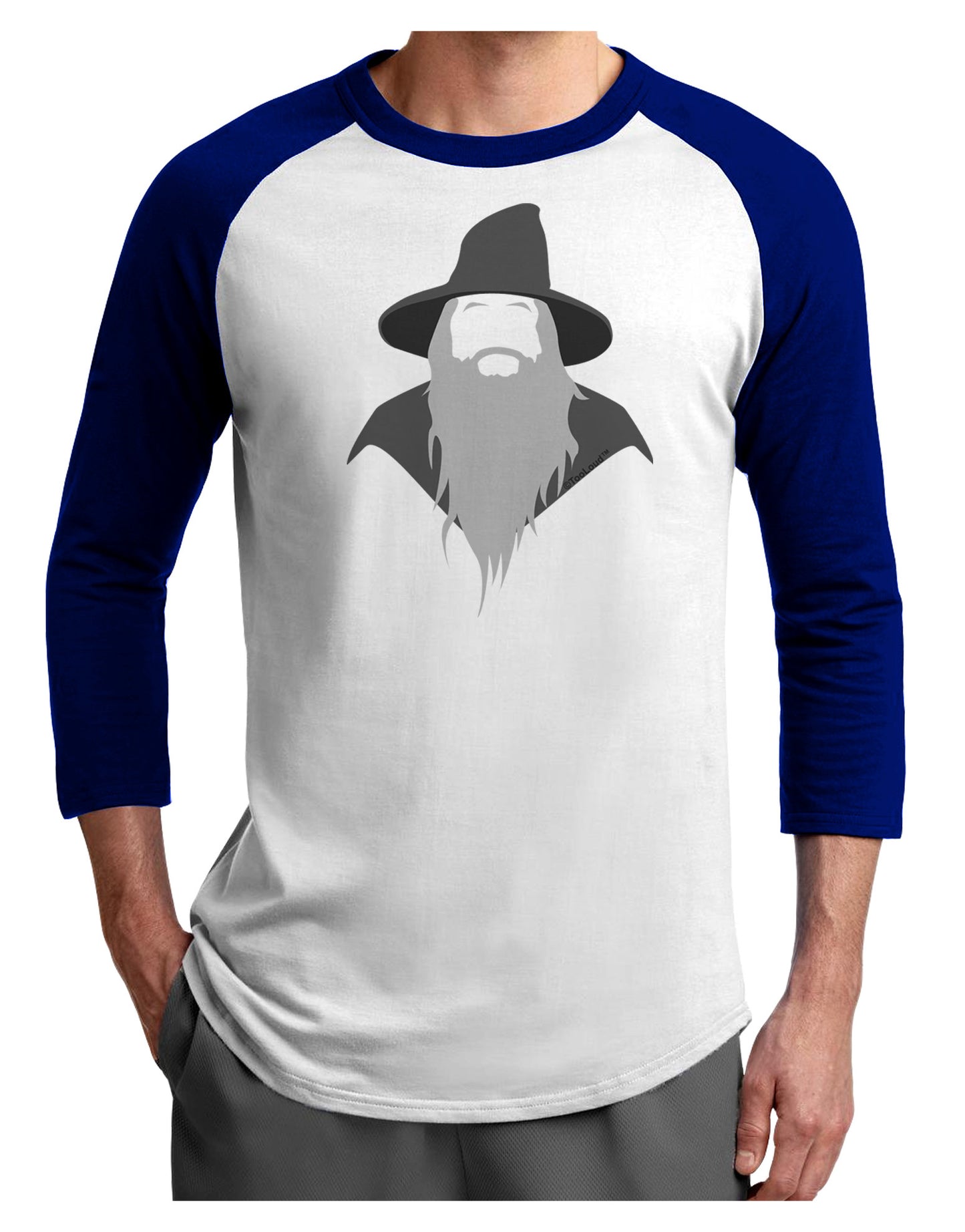 Grey Wizard Adult Raglan Shirt-TooLoud-White-Royal-X-Small-Davson Sales
