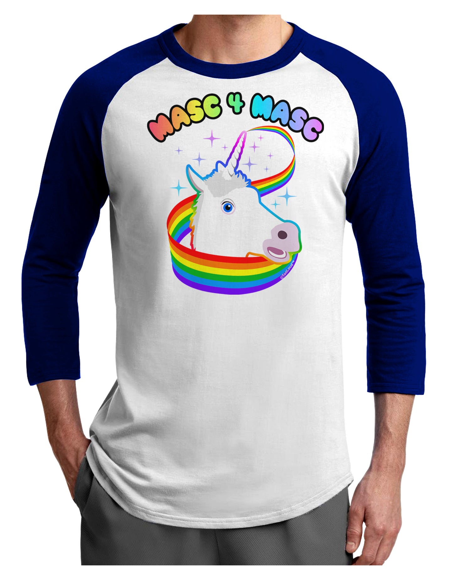 Masc 4 Masc Pranciful Unicorn Adult Raglan Shirt-Raglan Shirt-TooLoud-White-Royal-X-Small-Davson Sales