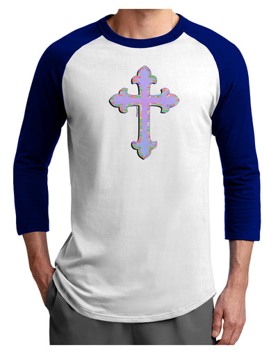 Easter Color Cross Adult Raglan Shirt-TooLoud-White-Royal-X-Small-Davson Sales