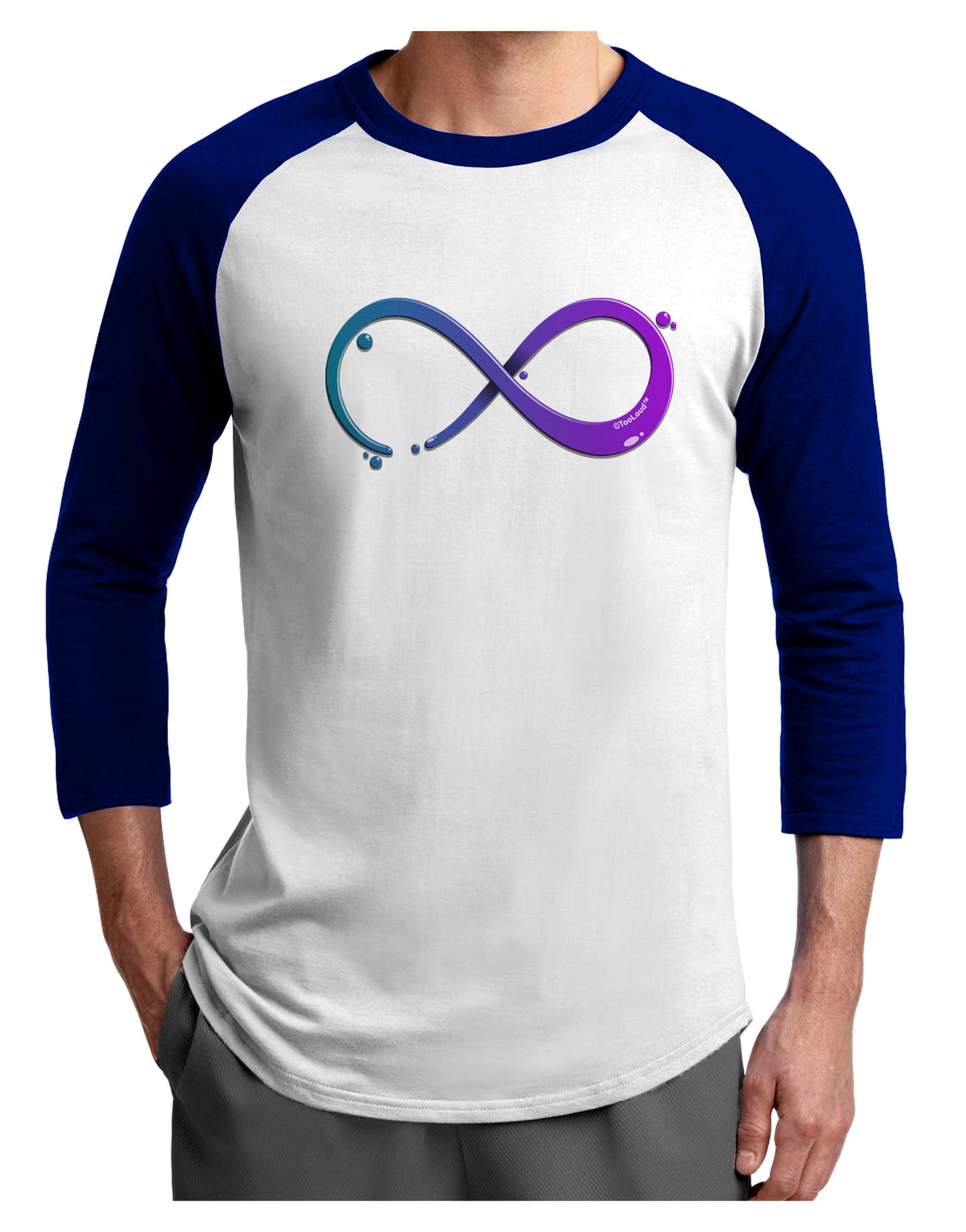 Painted Infinity Adult Raglan Shirt-TooLoud-White-Royal-X-Small-Davson Sales