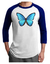 Big Blue Butterfly Adult Raglan Shirt-Raglan Shirt-TooLoud-White-Royal-X-Small-Davson Sales