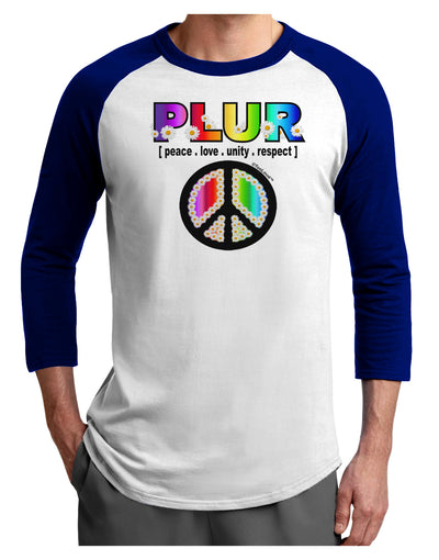 PLUR Rainbow Adult Raglan Shirt-Raglan Shirt-TooLoud-White-Royal-X-Small-Davson Sales