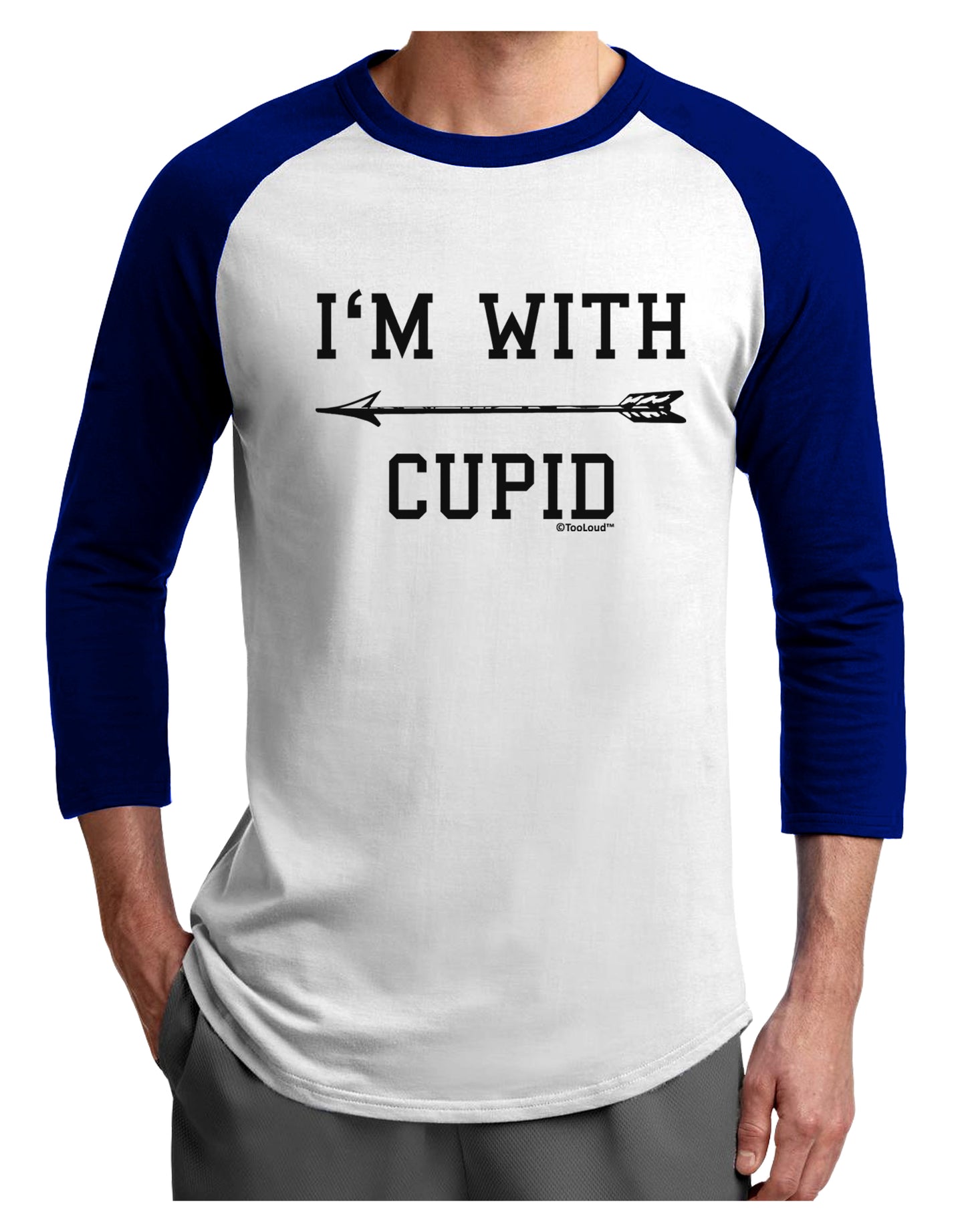 I'm With Cupid - Left Arrow Adult Raglan Shirt by TooLoud-Mens T-Shirt-TooLoud-White-Royal-X-Small-Davson Sales
