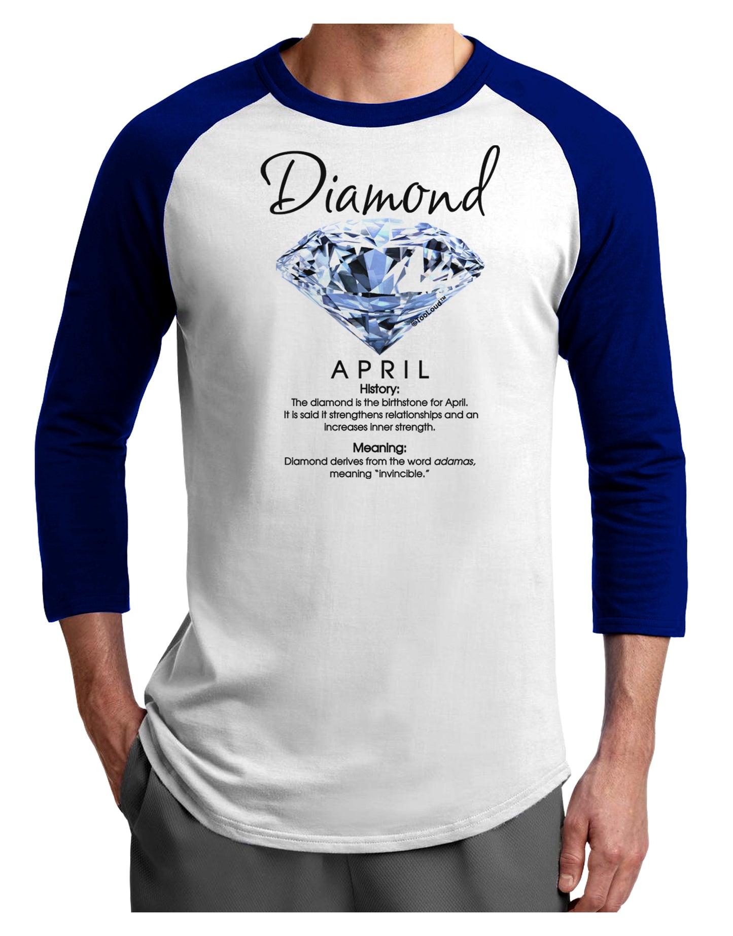 Birthstone Diamond Adult Raglan Shirt-Raglan Shirt-TooLoud-White-Royal-X-Small-Davson Sales