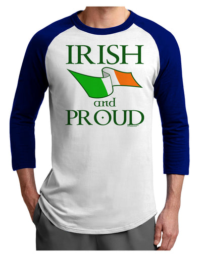 Irish and Proud Adult Raglan Shirt-Raglan Shirt-TooLoud-White-Royal-X-Small-Davson Sales