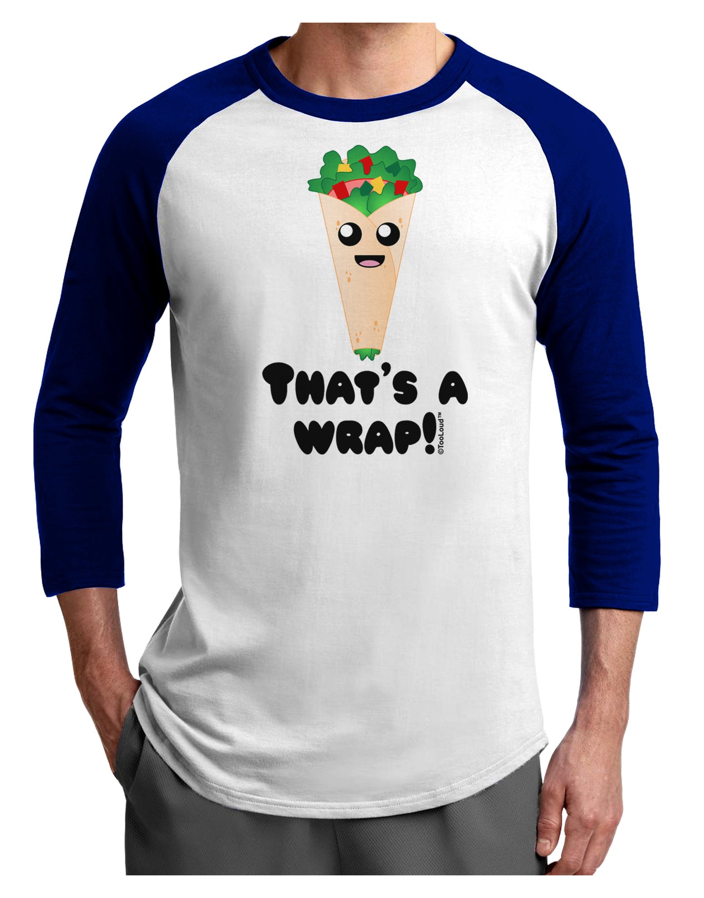 Thats A Wrap Cute Wrap Adult Raglan Shirt-TooLoud-White-Royal-X-Small-Davson Sales