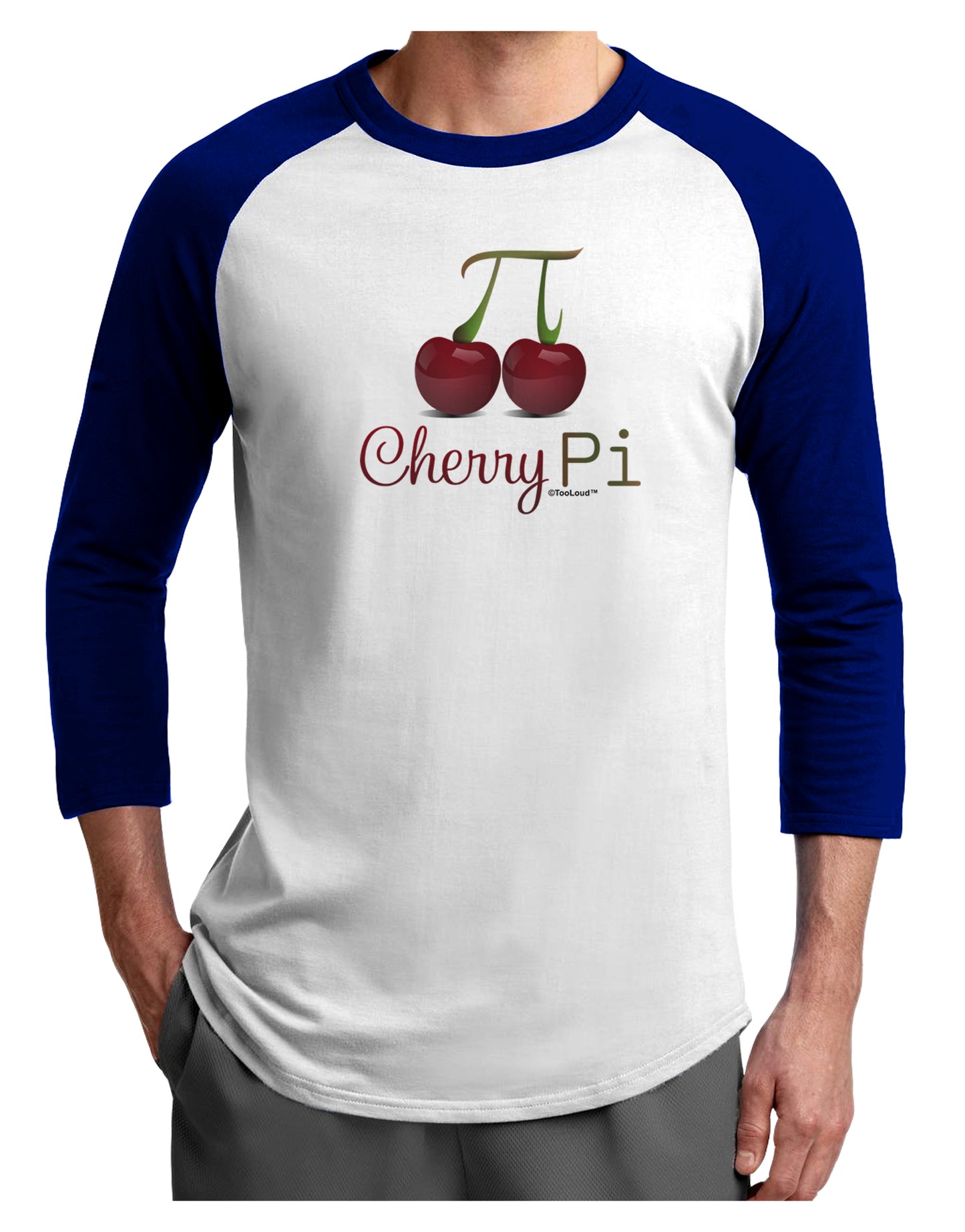 Cherry Pi Adult Raglan Shirt-TooLoud-White-Royal-X-Small-Davson Sales