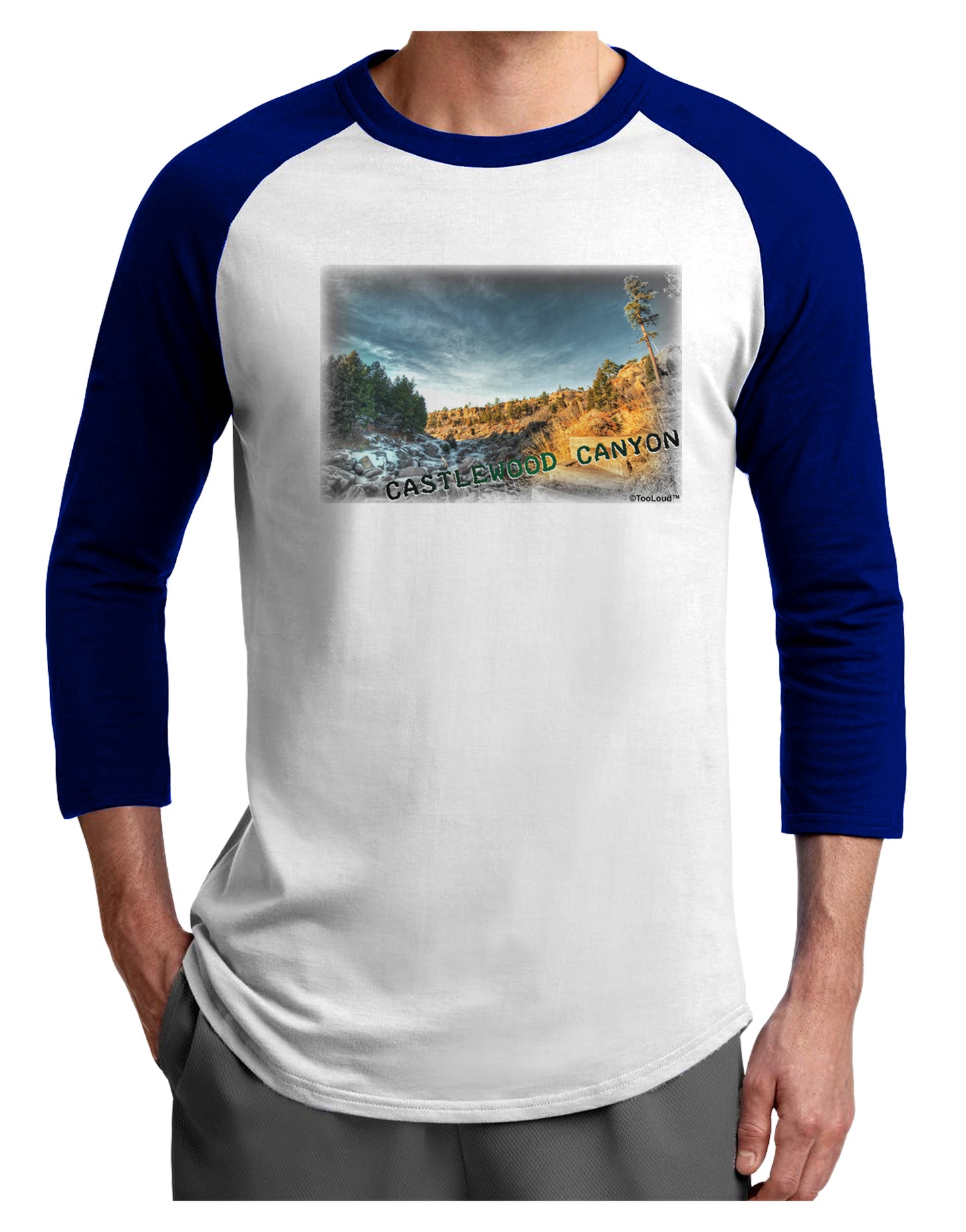 Castlewood Canyon Old Photo Adult Raglan Shirt-Raglan Shirt-TooLoud-White-Royal-X-Small-Davson Sales