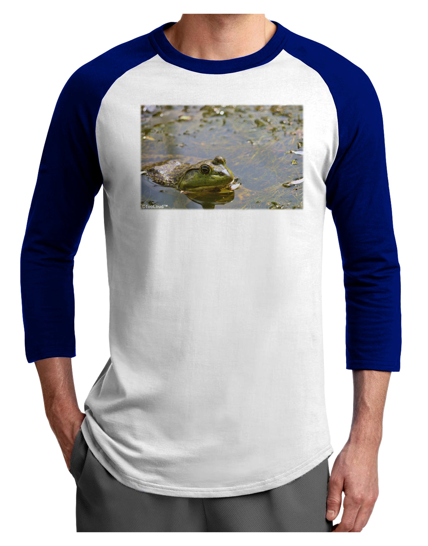 Bullfrog In Water Adult Raglan Shirt by TooLoud-TooLoud-White-Royal-X-Small-Davson Sales