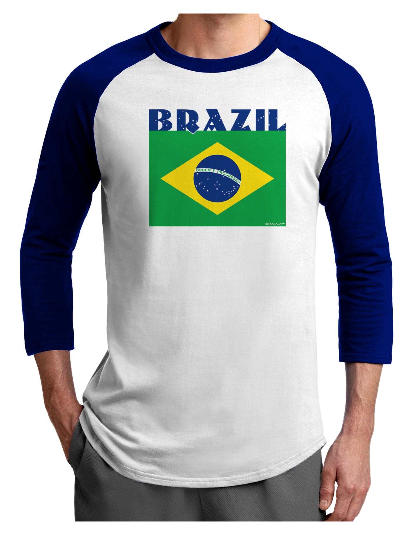 Brazil Flag Adult Raglan Shirt-Raglan Shirt-TooLoud-White-Royal-X-Small-Davson Sales