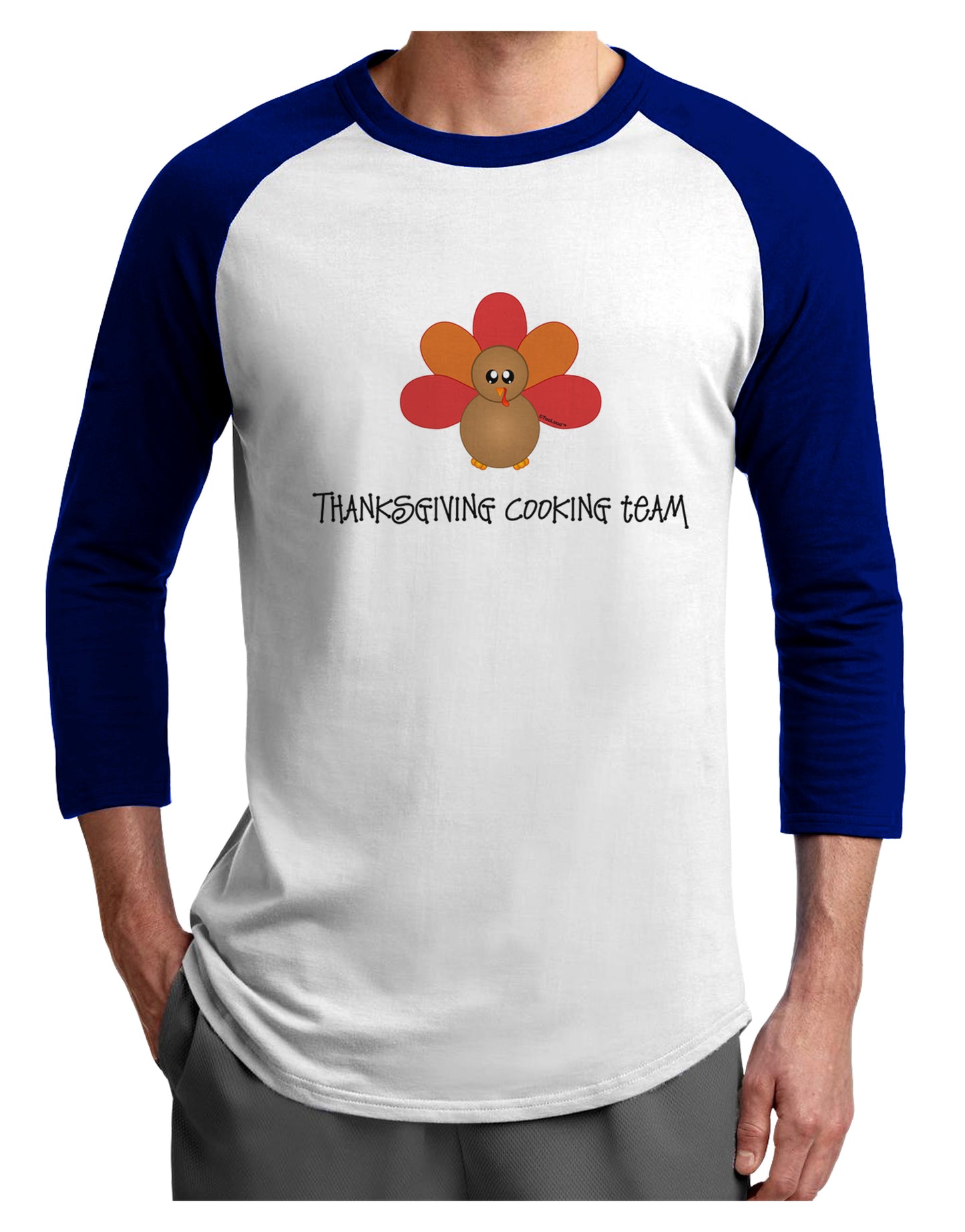 Thanksgiving Cooking Team - Turkey Adult Raglan Shirt by TooLoud-TooLoud-White-Royal-X-Small-Davson Sales