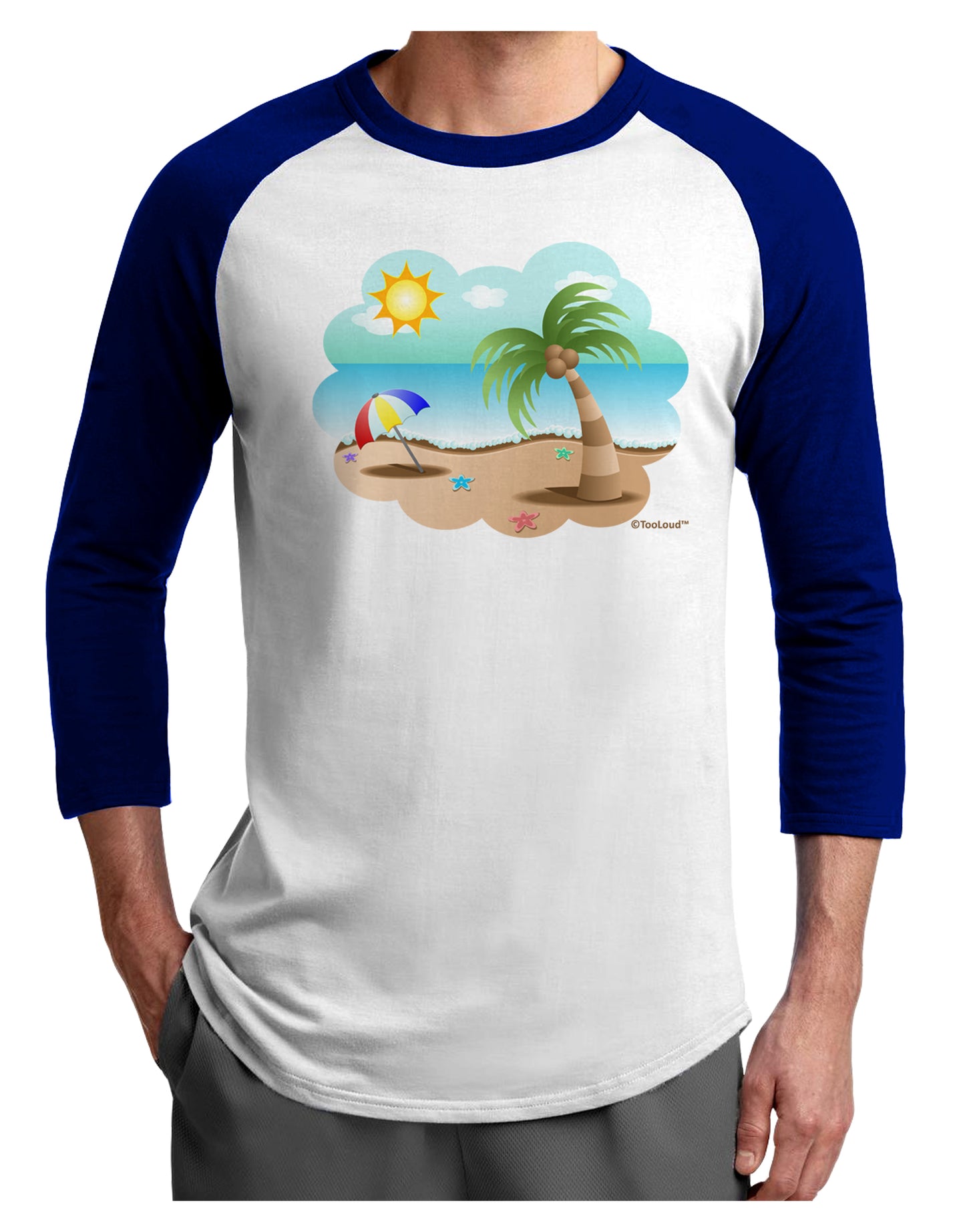 Fun Summer Beach Scene Adult Raglan Shirt by TooLoud-TooLoud-White-Royal-X-Small-Davson Sales