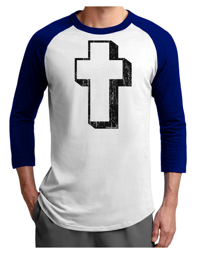 Simple Cross Design Black Distressed Adult Raglan Shirt by TooLoud-TooLoud-White-Royal-X-Small-Davson Sales