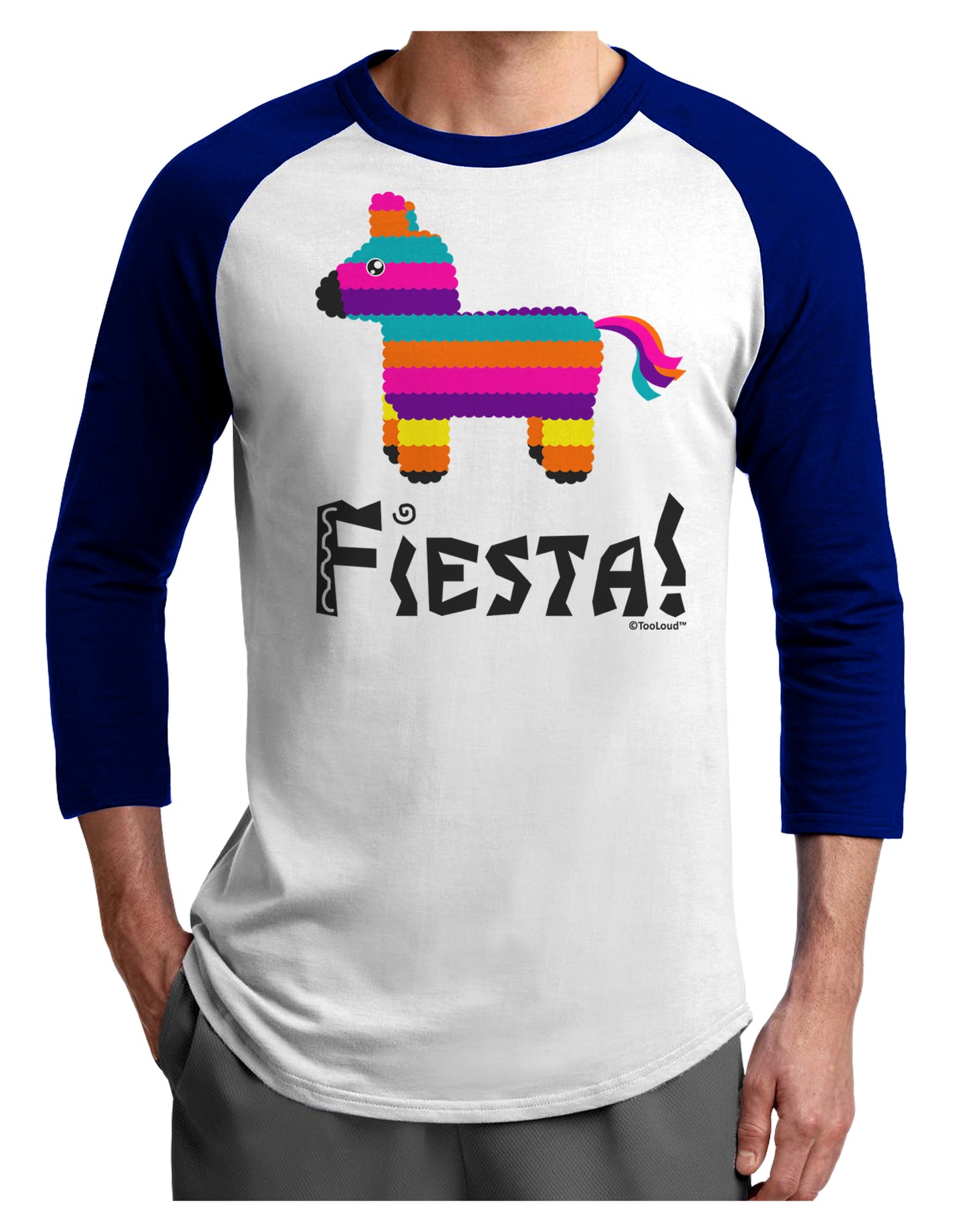 Colorful Pinata Design - Fiesta Adult Raglan Shirt by TooLoud-TooLoud-White-Royal-X-Small-Davson Sales