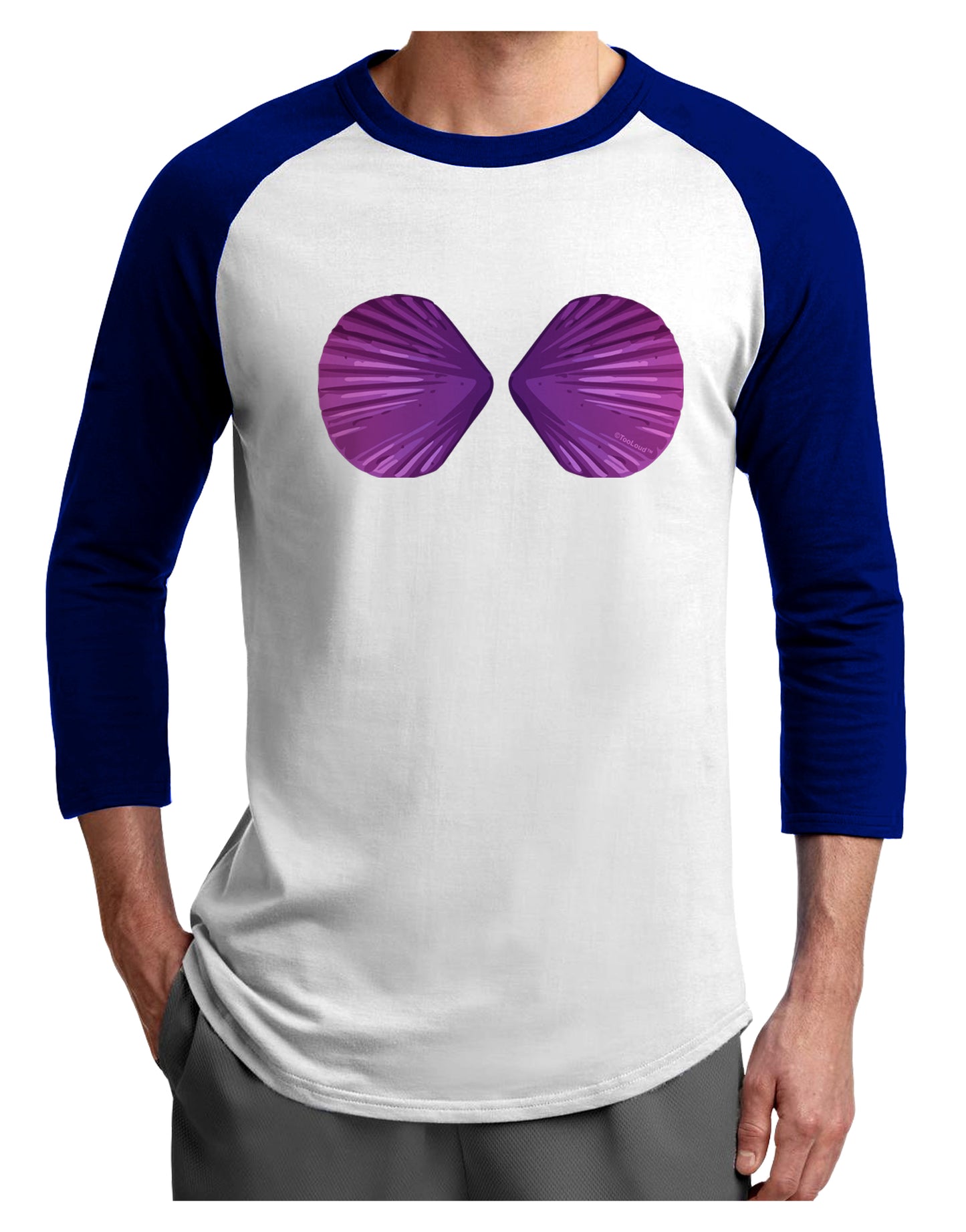 Mermaid Shell Bra Purple Adult Raglan Shirt by TooLoud-TooLoud-White-Royal-X-Small-Davson Sales
