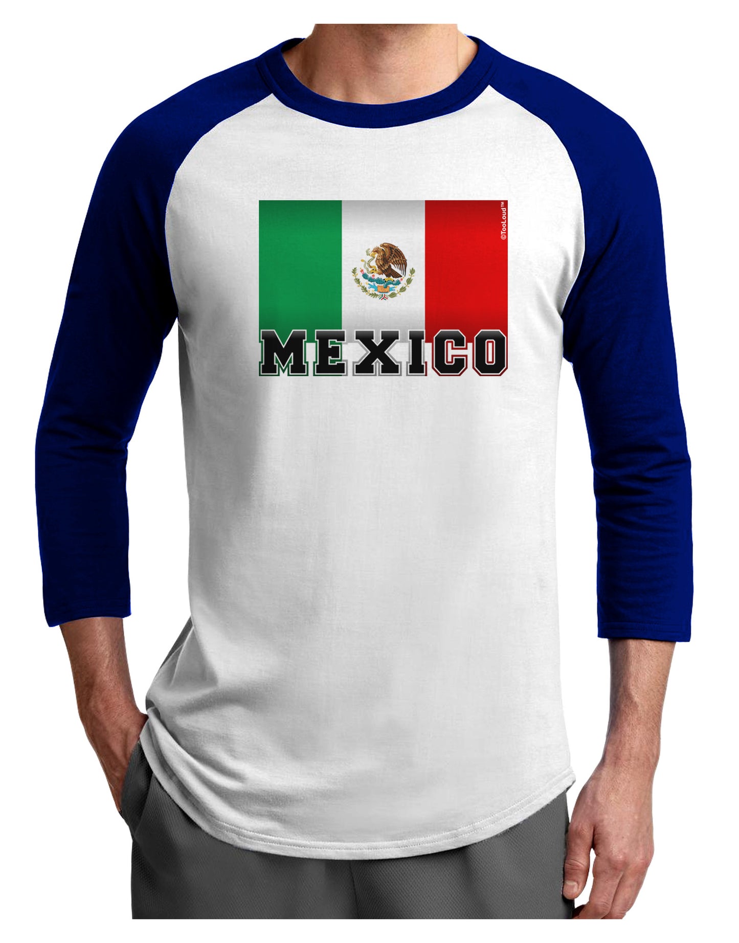 Mexico Flag Adult Raglan Shirt-Raglan Shirt-TooLoud-White-Royal-X-Small-Davson Sales