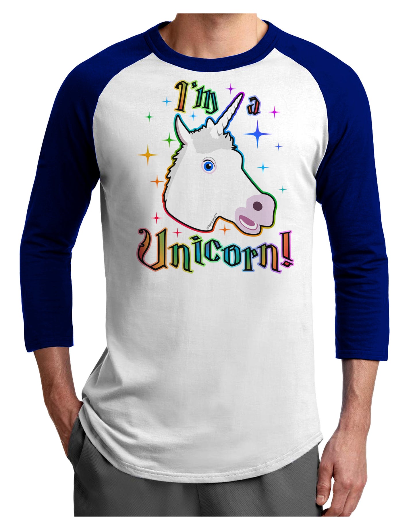 I'm a Unicorn Adult Raglan Shirt-Raglan Shirt-TooLoud-White-Royal-X-Small-Davson Sales