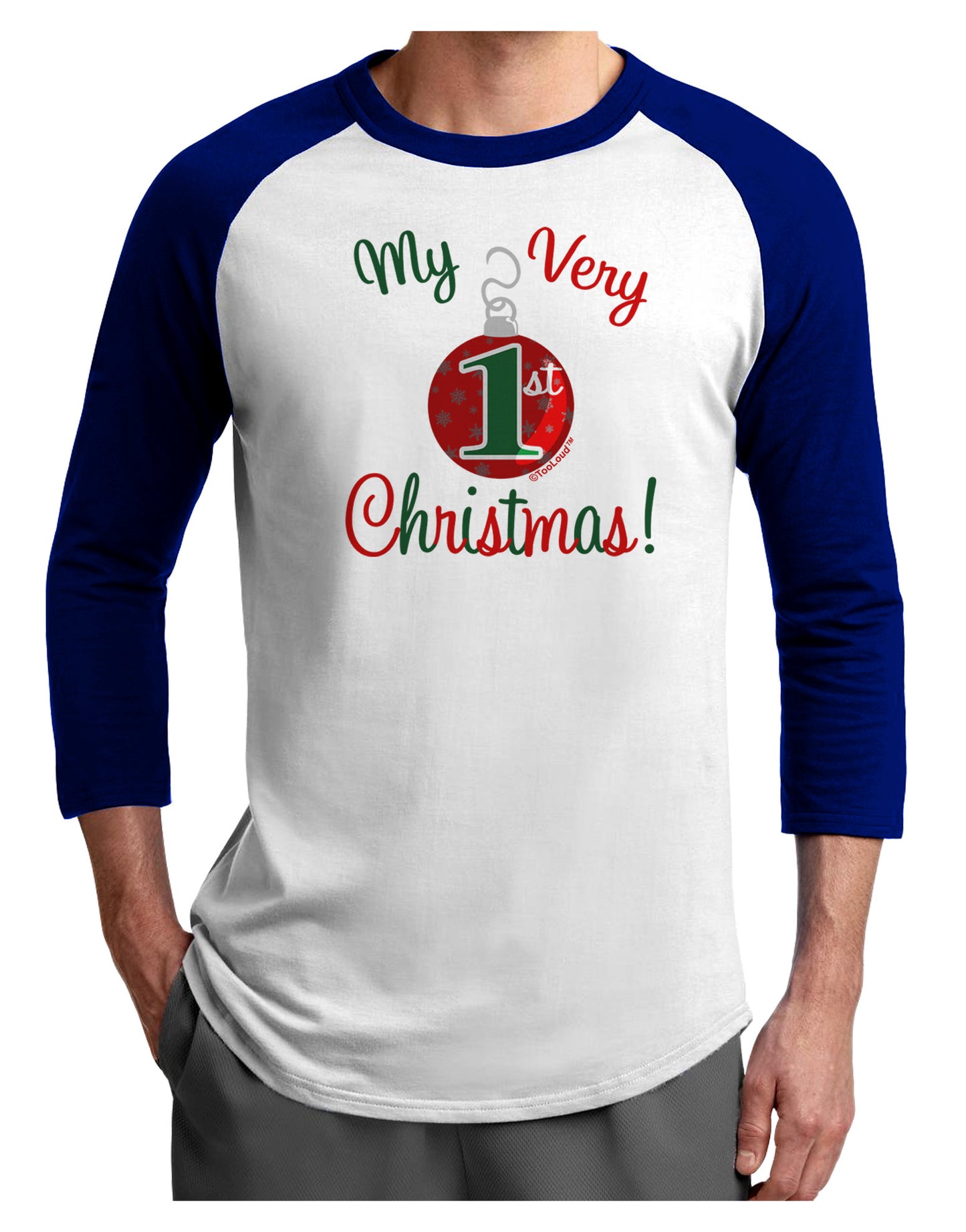 My Very 1st Christmas Adult Raglan Shirt-Raglan Shirt-TooLoud-White-Royal-X-Small-Davson Sales
