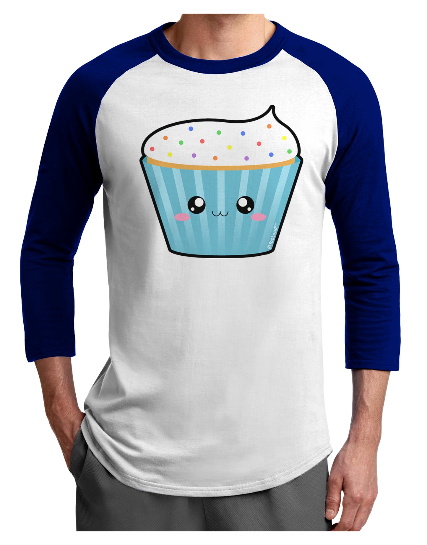 Cute Cupcake with Sprinkles Adult Raglan Shirt by TooLoud-TooLoud-White-Royal-X-Small-Davson Sales