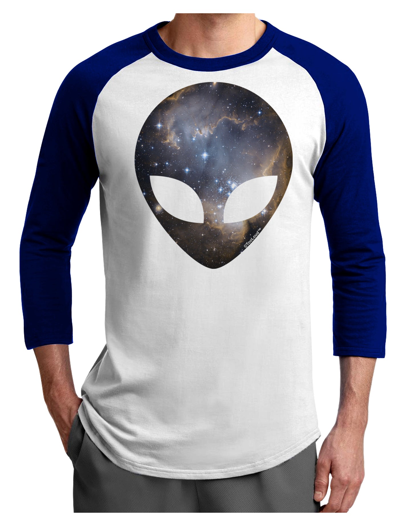 Extraterrestrial Face - Space #1 Adult Raglan Shirt by TooLoud-TooLoud-White-Royal-X-Small-Davson Sales