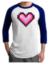 Pixel Heart Design B - Valentine's Day Adult Raglan Shirt by TooLoud-TooLoud-White-Royal-X-Small-Davson Sales