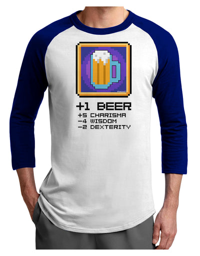 Pixel Beer Item Adult Raglan Shirt-TooLoud-White-Royal-X-Small-Davson Sales