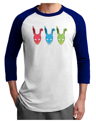 Scary Bunny Tri-color Adult Raglan Shirt-TooLoud-White-Royal-X-Small-Davson Sales
