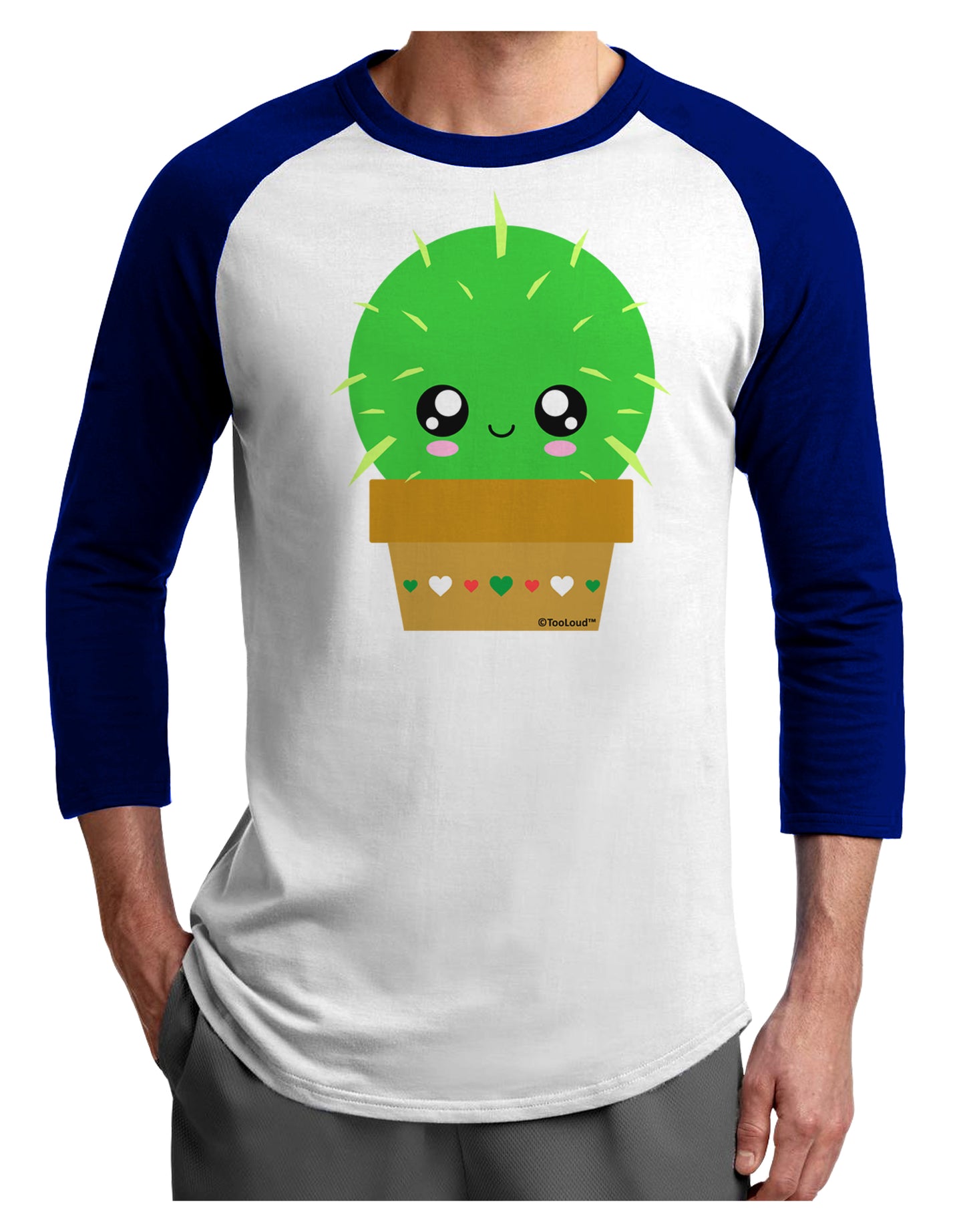 Cute Cactus Design Adult Raglan Shirt by TooLoud-TooLoud-White-Royal-X-Small-Davson Sales