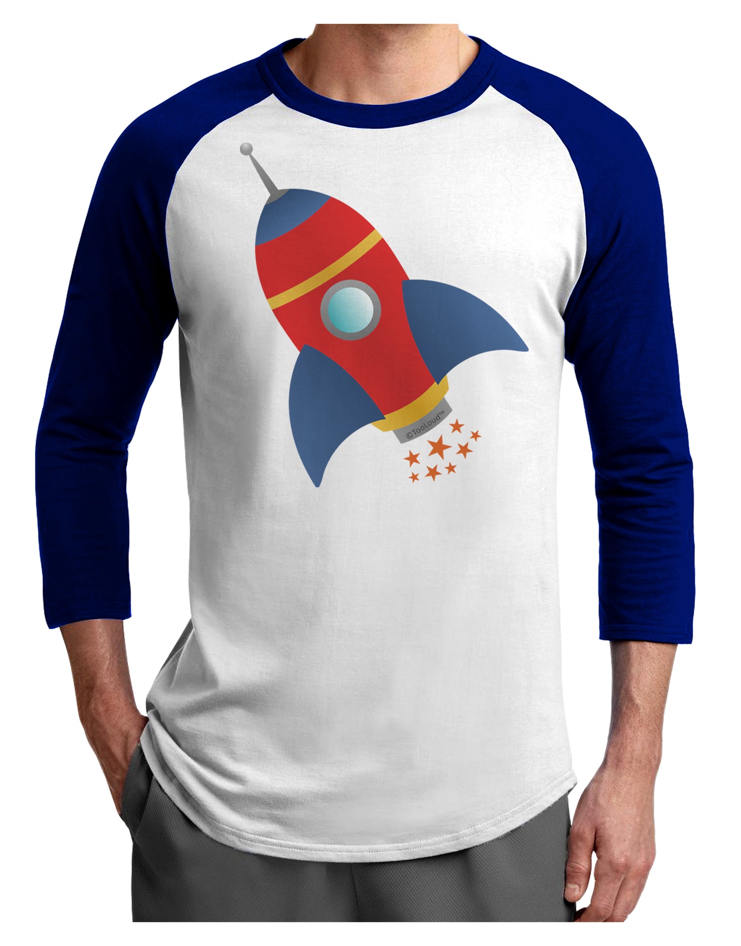 Space Rocket Ship and Stars Adult Raglan Shirt by TooLoud-TooLoud-White-Royal-X-Small-Davson Sales