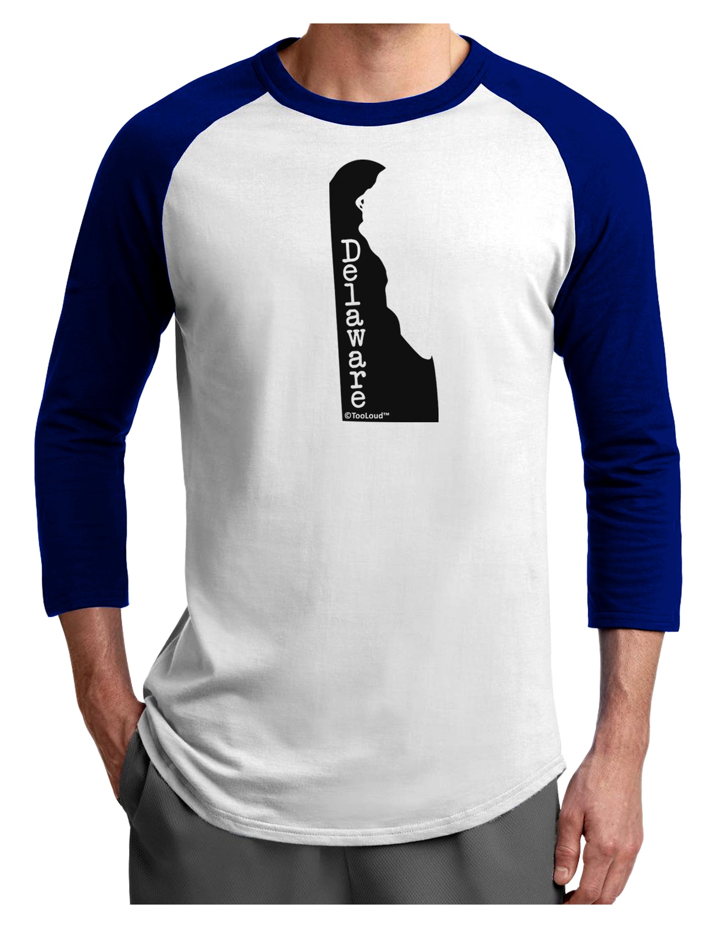 Delaware - United States Shape Adult Raglan Shirt by TooLoud-TooLoud-White-Royal-X-Small-Davson Sales