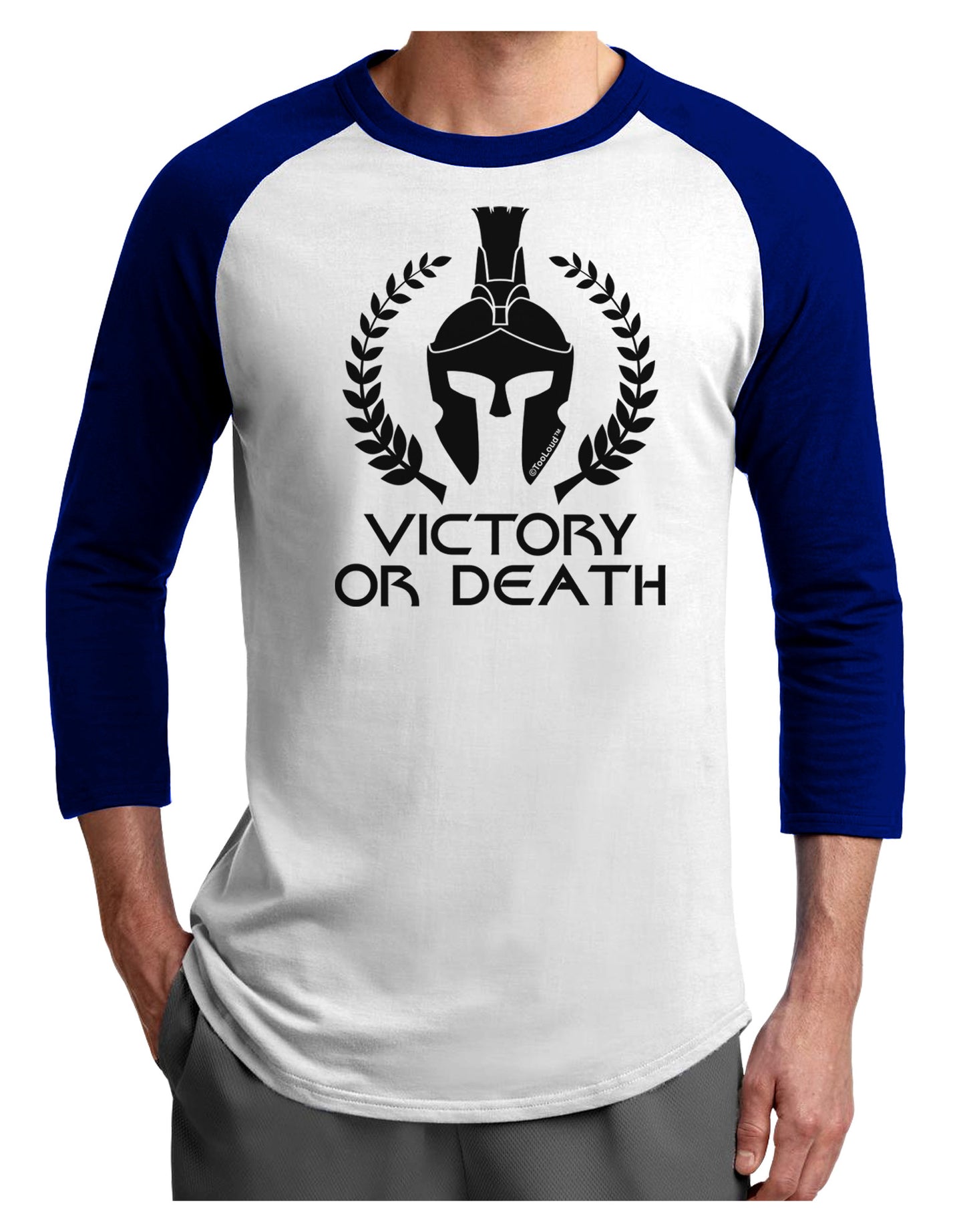 Spartan Victory Or Death Adult Raglan Shirt-Raglan Shirt-TooLoud-White-Royal-X-Small-Davson Sales