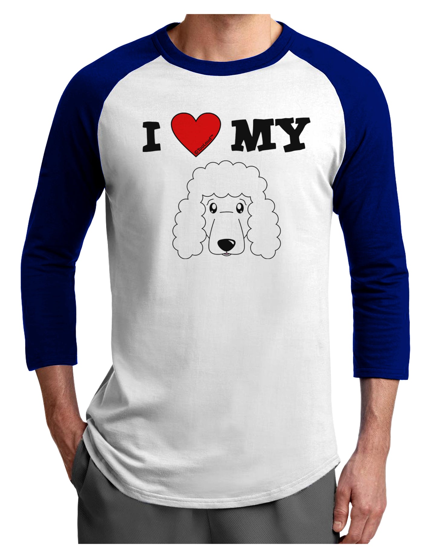 I Heart My - Cute Poodle Dog - White Adult Raglan Shirt by TooLoud-TooLoud-White-Royal-X-Small-Davson Sales