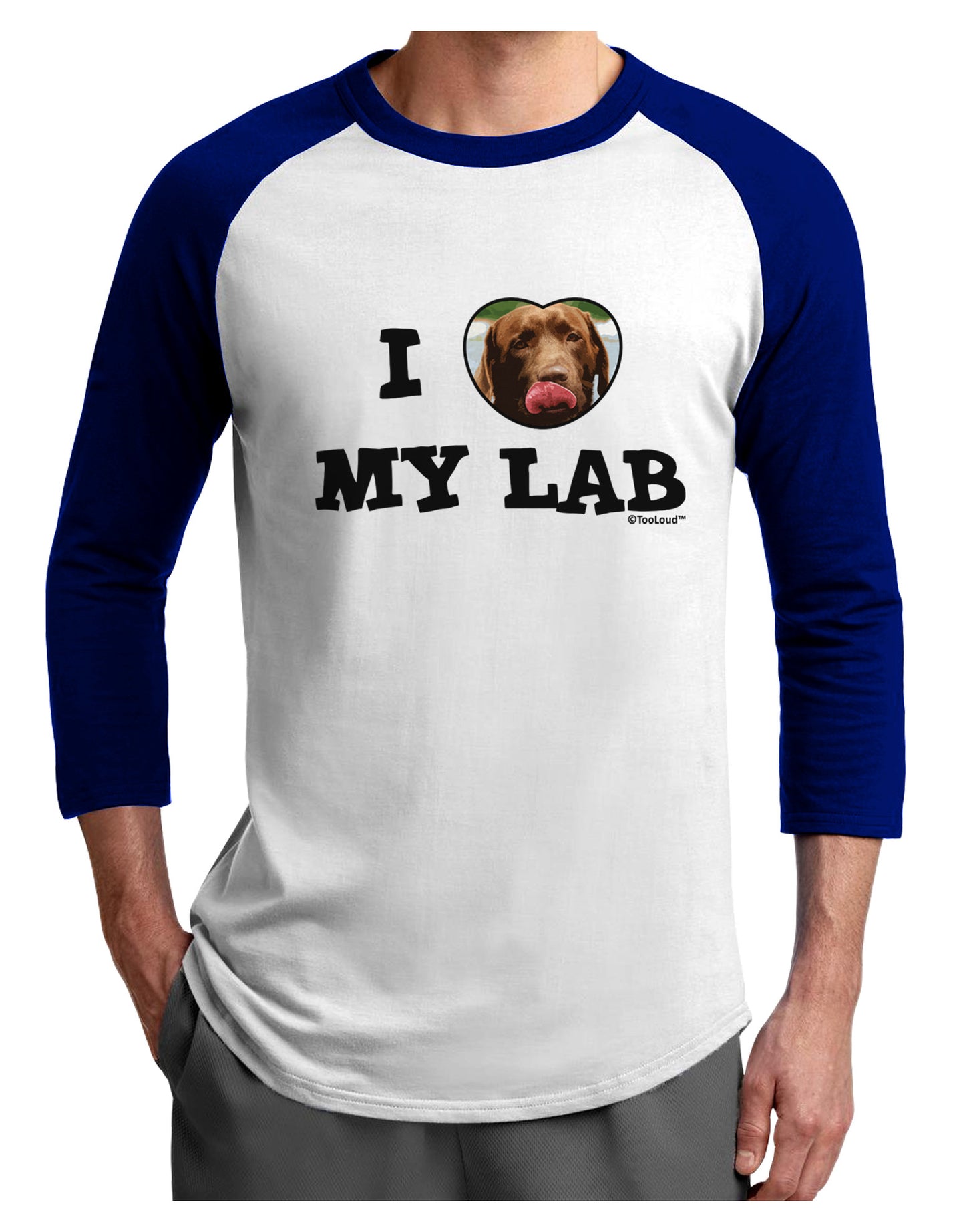 I Heart My Lab Adult Raglan Shirt-Raglan Shirt-TooLoud-White-Royal-X-Small-Davson Sales