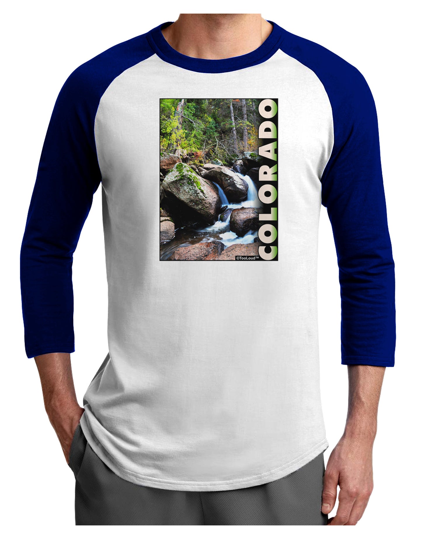 Rockies River with Text Adult Raglan Shirt-Raglan Shirt-TooLoud-White-Royal-X-Small-Davson Sales