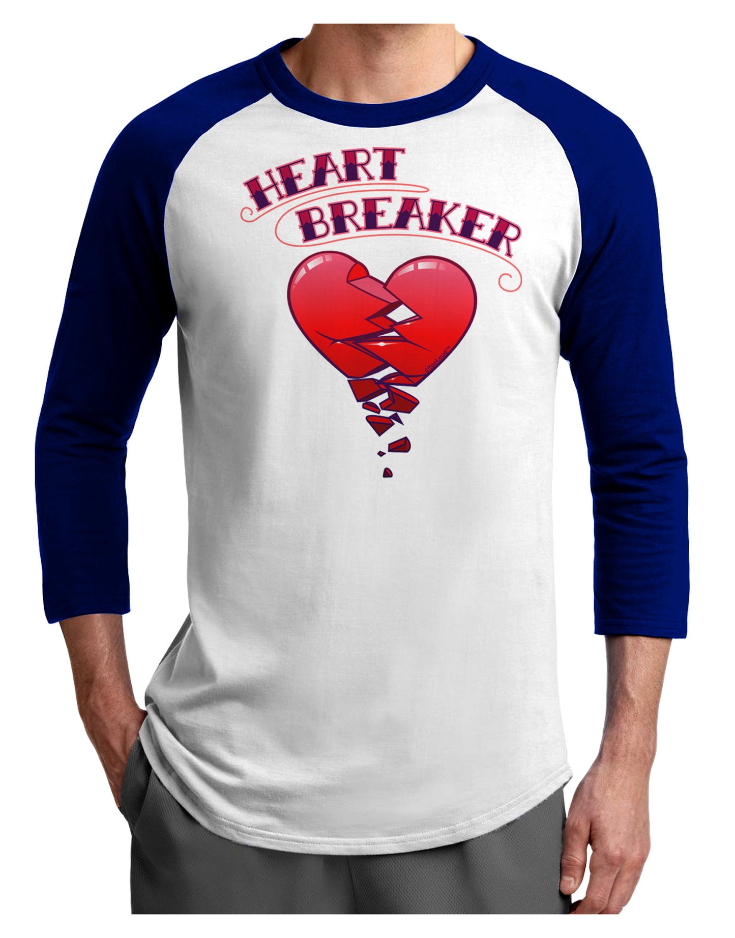 Heart Breaker Cute Adult Raglan Shirt by-Raglan Shirt-TooLoud-White-Royal-X-Small-Davson Sales