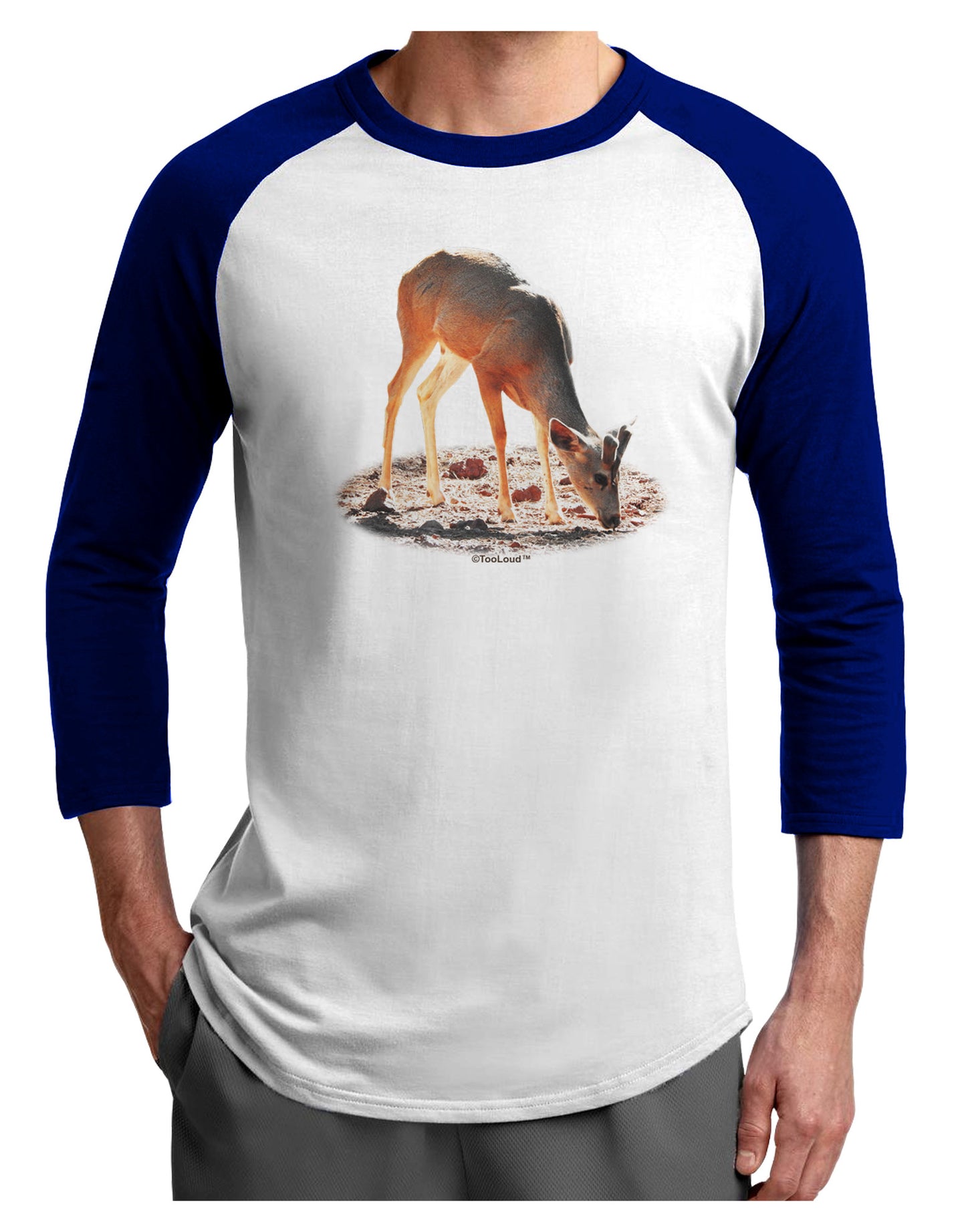Little Buck Cutout Adult Raglan Shirt-Raglan Shirt-TooLoud-White-Royal-X-Small-Davson Sales