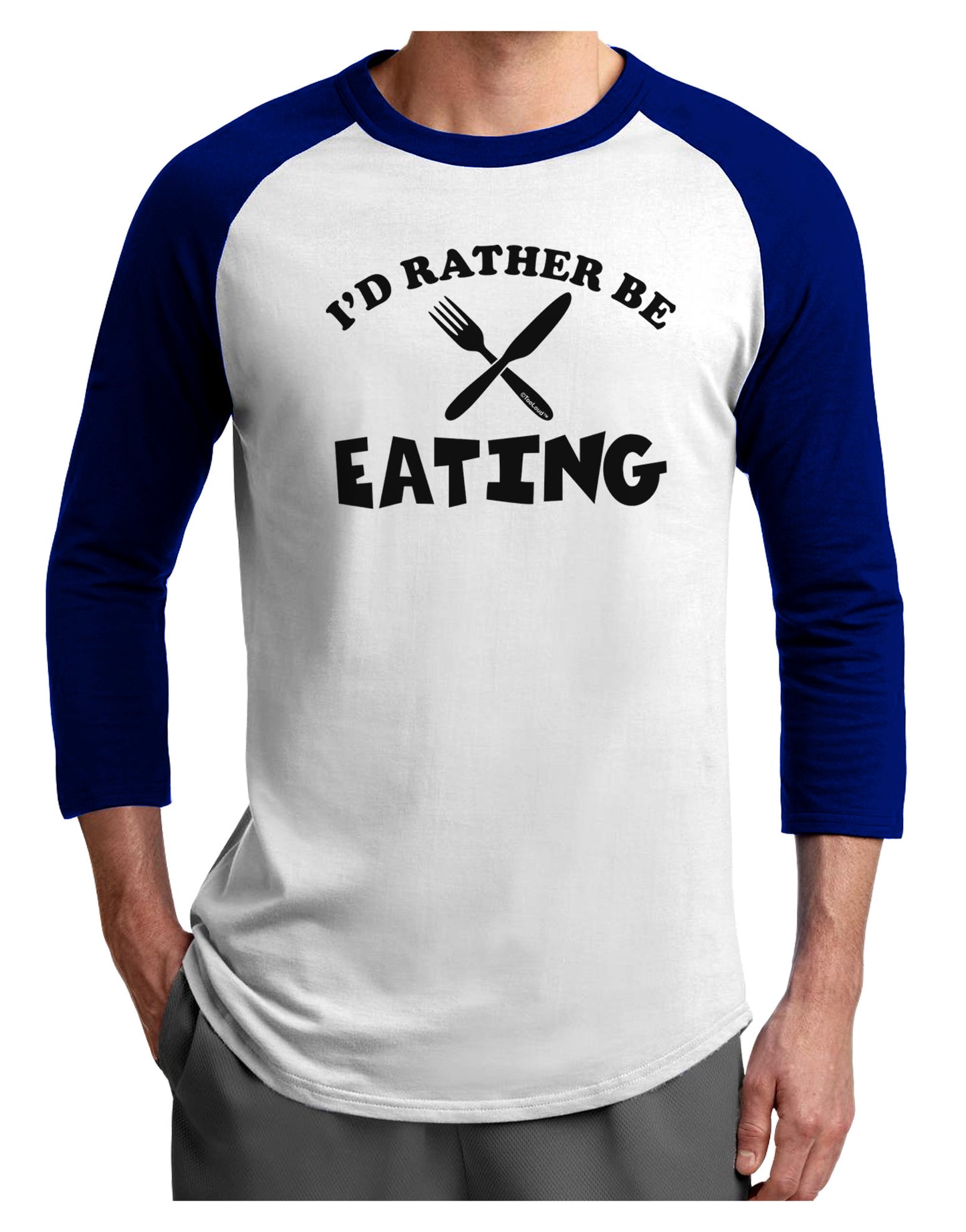 I'd Rather Be Eating Adult Raglan Shirt-Raglan Shirt-TooLoud-White-Royal-X-Small-Davson Sales