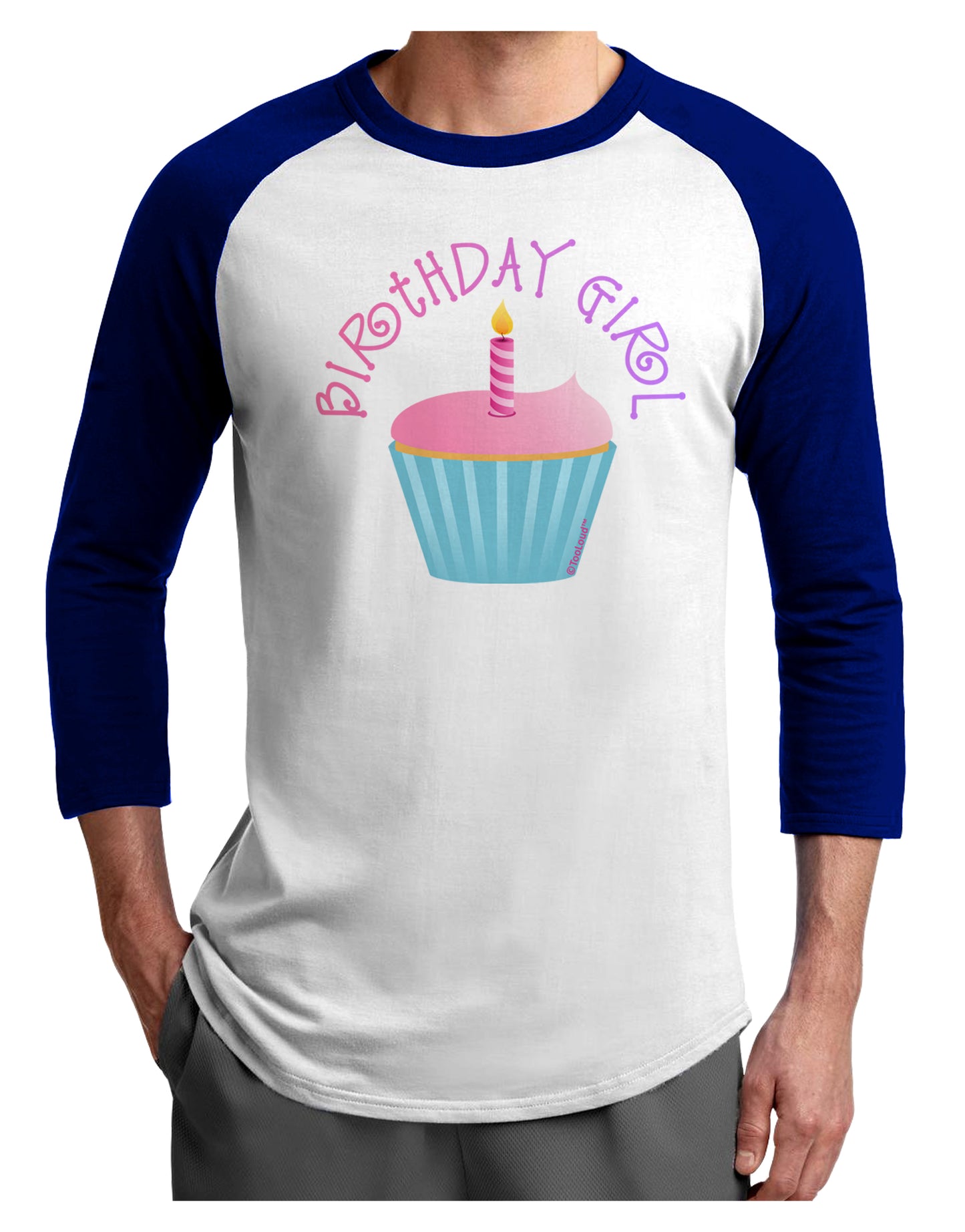 Birthday Girl - Candle Cupcake Adult Raglan Shirt by TooLoud-TooLoud-White-Royal-X-Small-Davson Sales