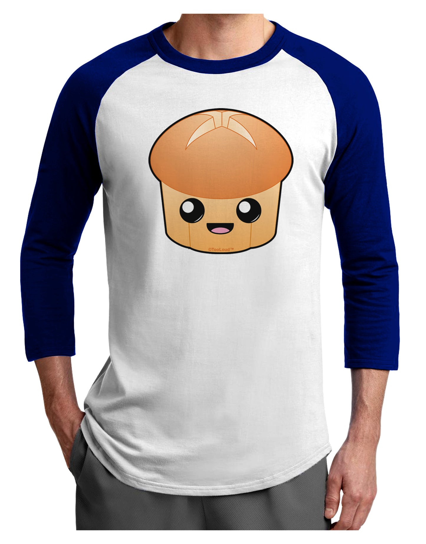 Cute Dinner Roll Adult Raglan Shirt-TooLoud-White-Royal-X-Small-Davson Sales