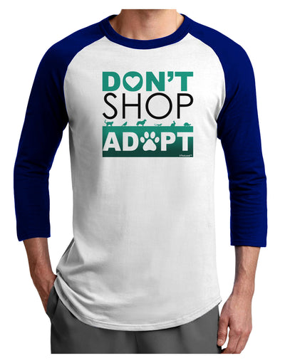 Don't Shop Adopt Adult Raglan Shirt-TooLoud-White-Royal-X-Small-Davson Sales