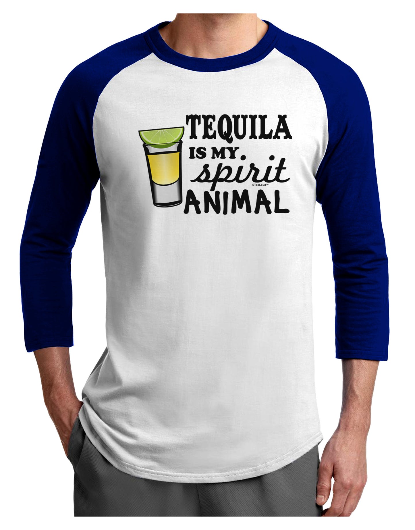 Tequila Is My Spirit Animal Adult Raglan Shirt-Raglan Shirt-TooLoud-White-Royal-X-Small-Davson Sales