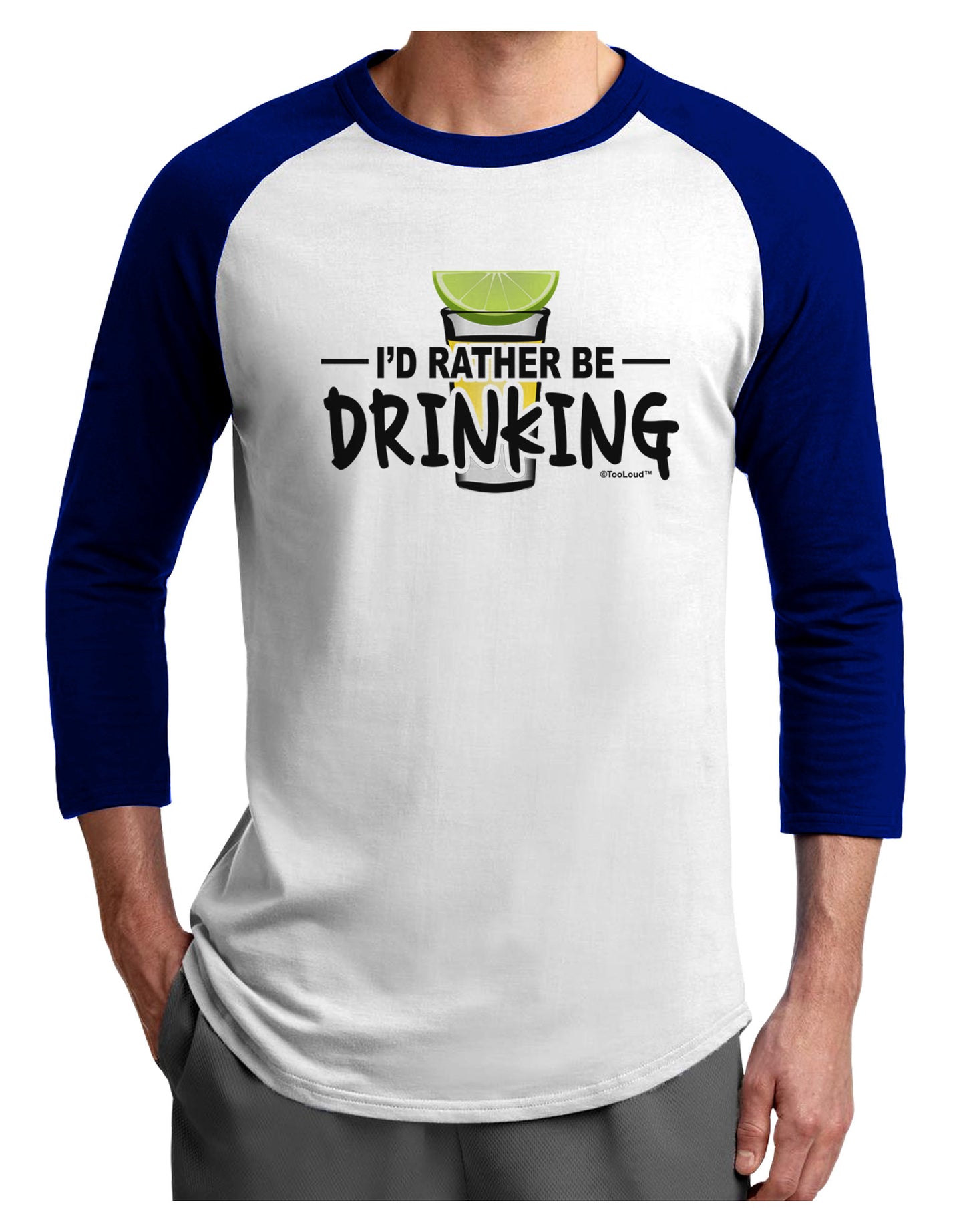 I'd Rather Be Drinking Adult Raglan Shirt-Raglan Shirt-TooLoud-White-Royal-X-Small-Davson Sales