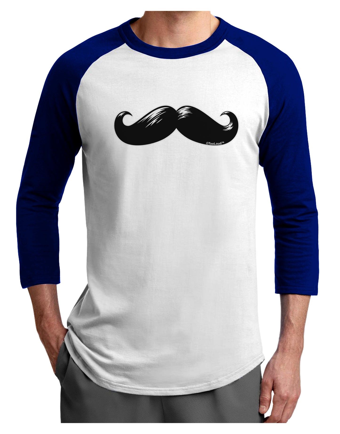 Big Black Mustache Adult Raglan Shirt-Raglan Shirt-TooLoud-White-Royal-X-Small-Davson Sales