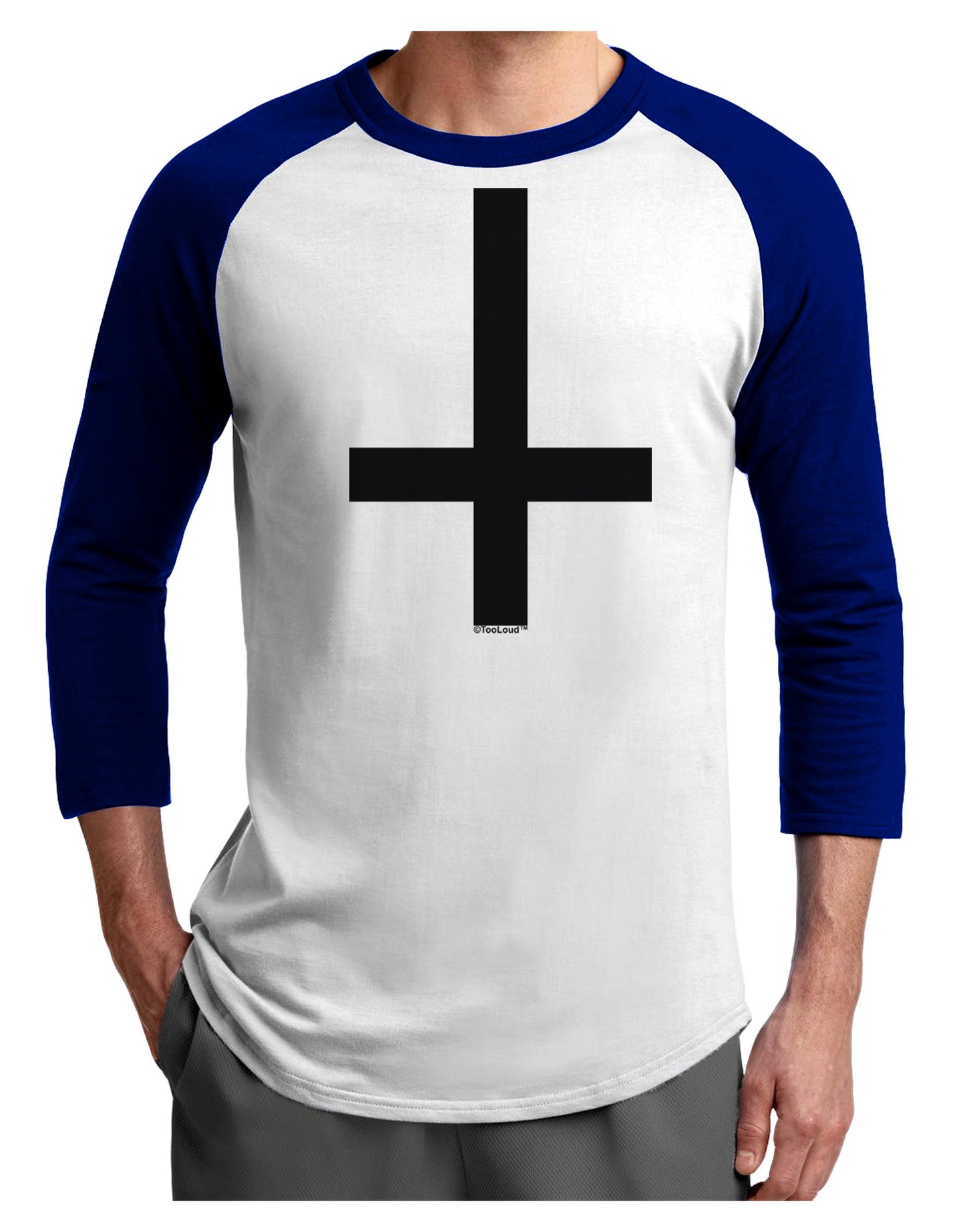 Inverted Cross Adult Raglan Shirt-Raglan Shirt-TooLoud-White-Royal-X-Small-Davson Sales