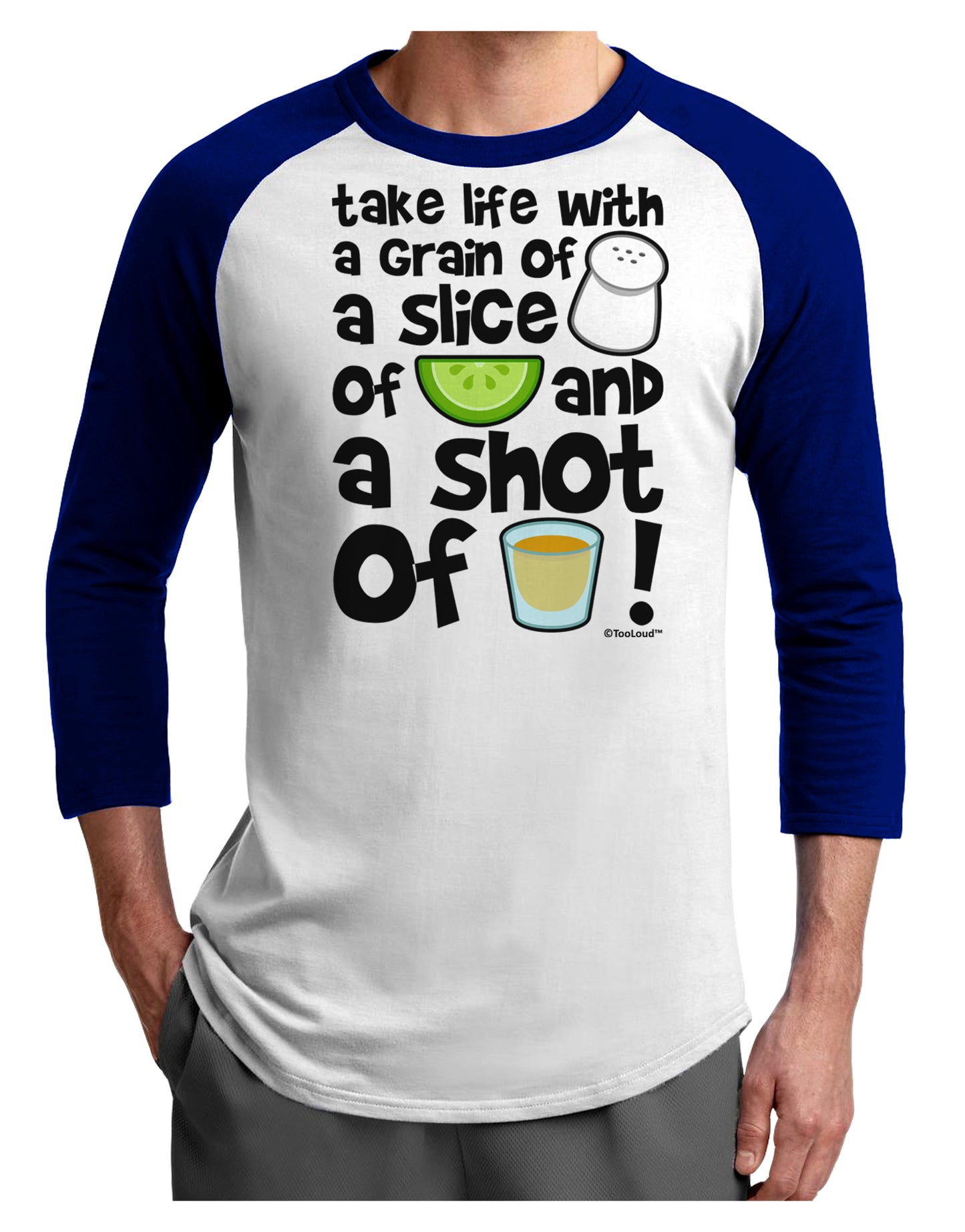 Take Life with a Grain of Salt and a Shot of Tequila Adult Raglan Shirt by TooLoud-TooLoud-White-Royal-X-Small-Davson Sales