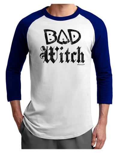 Bad Witch Distressed Adult Raglan Shirt-TooLoud-White-Royal-X-Small-Davson Sales