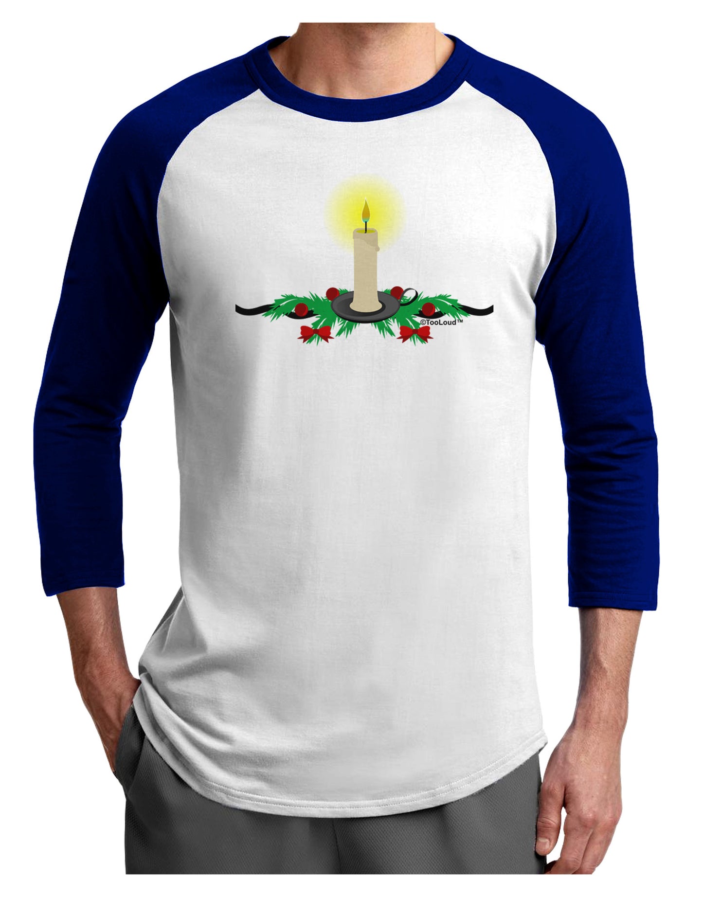 Chirstmas Candle Adult Raglan Shirt-Raglan Shirt-TooLoud-White-Royal-X-Small-Davson Sales