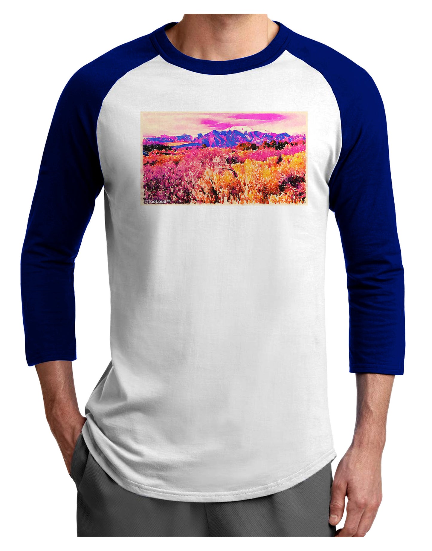 Colorful Colorado Mountains Adult Raglan Shirt-TooLoud-White-Royal-X-Small-Davson Sales