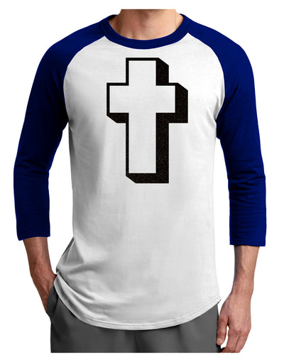 Simple Cross Design Glitter - Black Adult Raglan Shirt by TooLoud-TooLoud-White-Royal-X-Small-Davson Sales