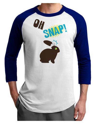 TooLoud Oh Snap Chocolate Easter Bunny Adult Raglan Shirt-Raglan Shirt-TooLoud-White-Royal-X-Small-Davson Sales